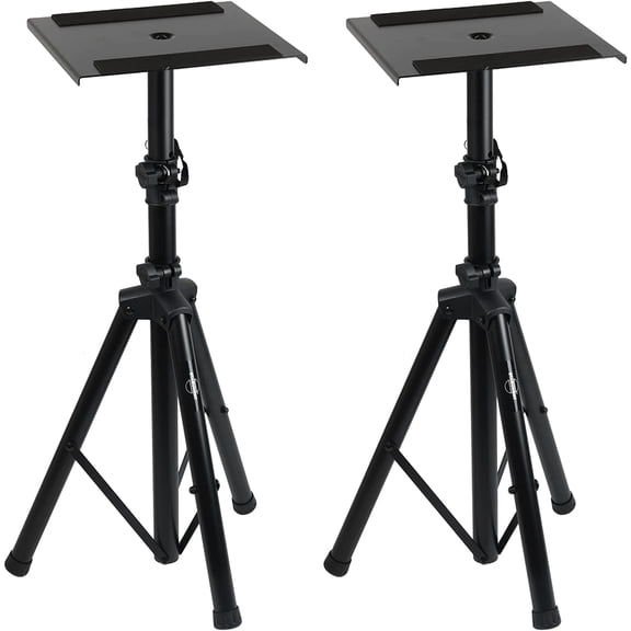 Starument Studio Monitor Speaker Stands - Heavy-Duty Support for Sound System, Adjustable Pole Height, Foldable Tripod Legs, Non-Slip Rubber Pads - Portable & Durable - Home, Professional Use - 1 Pair