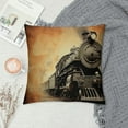 thumbnail image 2 of GOSMITH  Steam Engine Throw Pillow Cushion Cover, Grunge Tone Antique Old Iron Train in Aged Sepia Colored Style Design Industrial Theme Print, Decorative Square Accent Pillow Case, Brown, 2 of 5