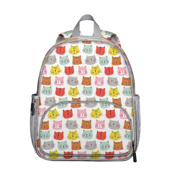 Geometric Cat Pattern Student Backpack – Minimalist Cat Design With Hand-Drawn Cat Graphic And Boho Cat Aesthetic