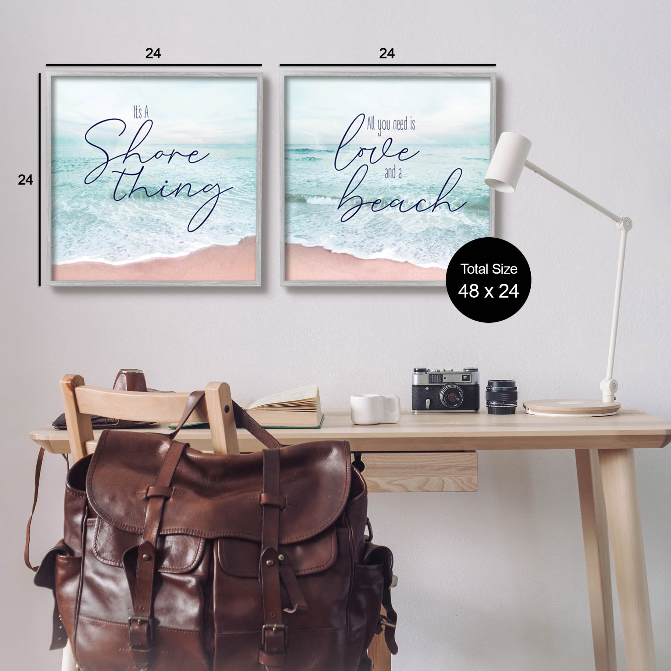 Soothing Beach Lover Phrases Coastal Graphic Art Gray Framed Art Print Wall Art, Set of 2