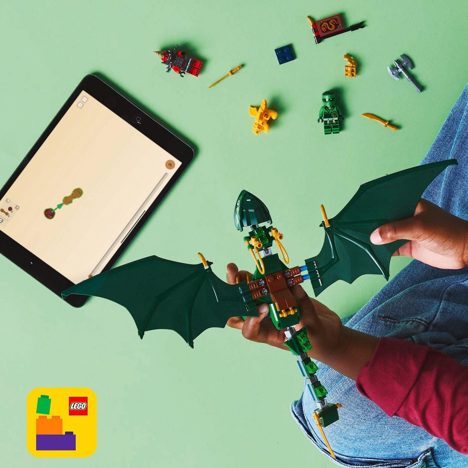 LEGO NINJAGO Lloyd's Green Forest Dragon Toy - Pretend Play Building Toy for Boys and Girls, Ages 6+ - Dragon Figurine with 2 Minifigures for Kids - Gift Idea for Birthdays - 71829, Includes 128 Pieces, Ages 6+