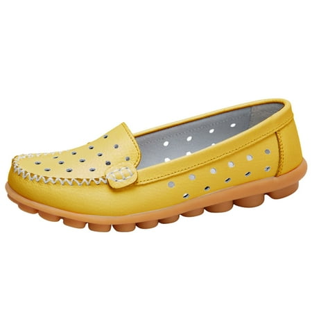 

zuwimk Womens Casual Shoes Women s Slip-on Loafers Casual Lace-up Walking Boat Shoes Yellow