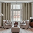 thumbnail image 3 of TWOPAGES Light Filtering Curtain 26 W X 96 L Inches Grommet Drape Linen Blend Window Treatment for Bedroom, 1 Panel, Oak, 3 of 6