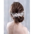 thumbnail image 6 of Bridal Headband Leaves and Flower Hair Vine Crystal Tiara Crown for Wedding Hair Accessories for Women and Girls (Silver), 6 of 10