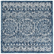 SAFAVIEH Trace Aditi Oriental Area Rug, Navy/Ivory, 6' x 6' Square