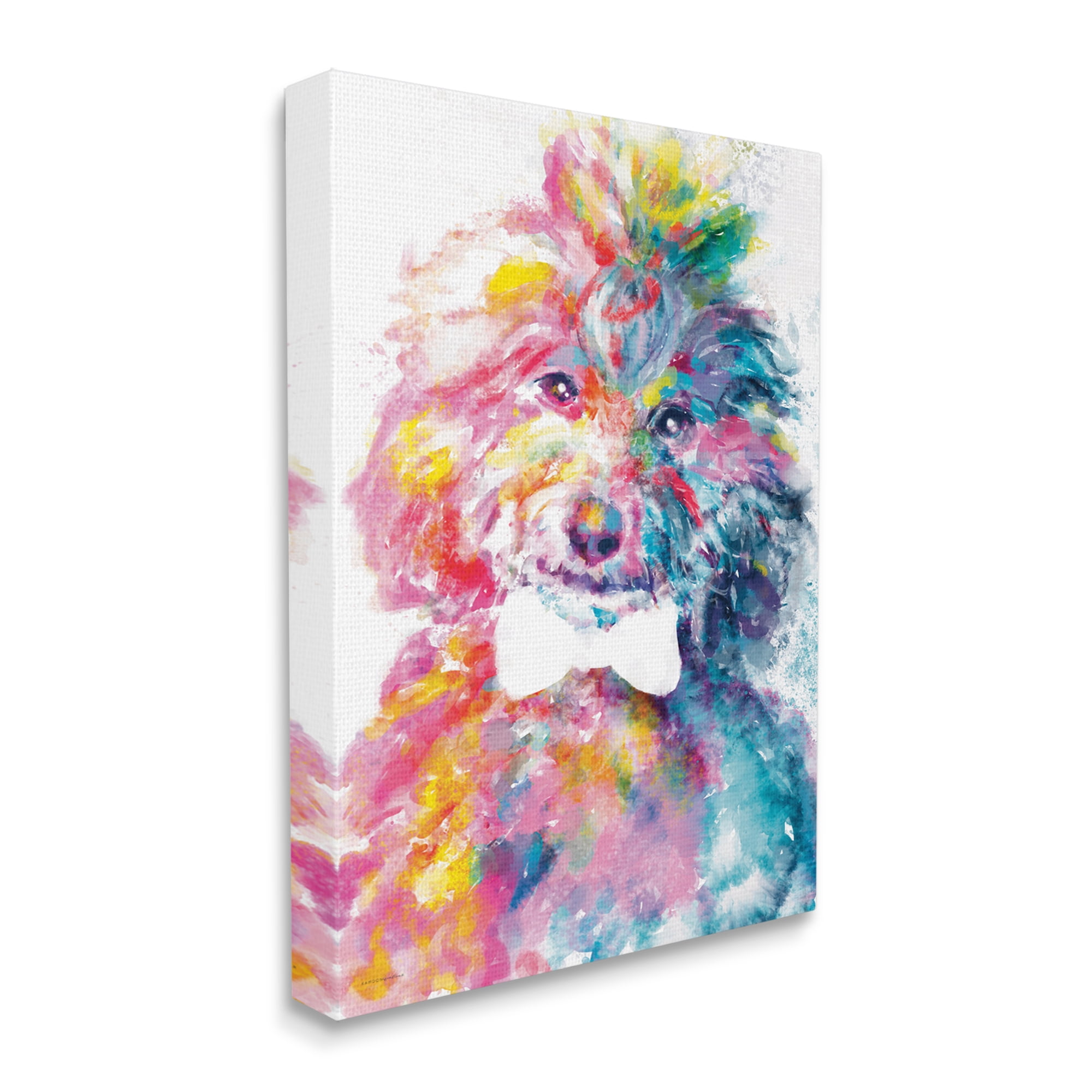 Stupell Industries Modern Dog with Bowtie Animals & Insects Painting Gallery Wrapped Canvas Print Wall Art, 36 x 48