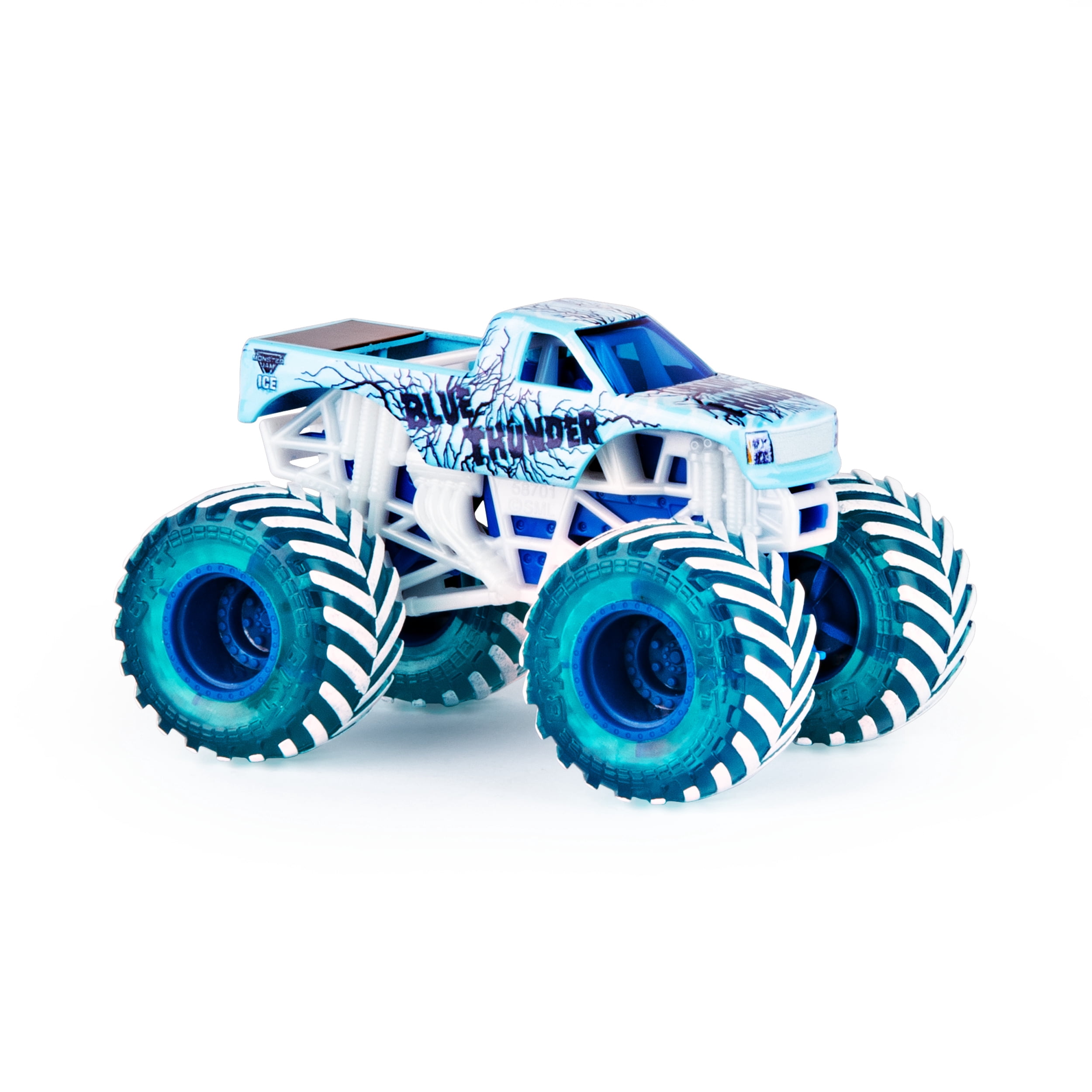 Monster Jam, Fire & Ice Blue Thunder Monster Truck, Die-Cast Vehicle, Walmart Exclusive, 1:64 Scale