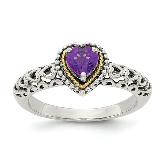 Sterling Silver w/14k Amethyst Ring - Size 8