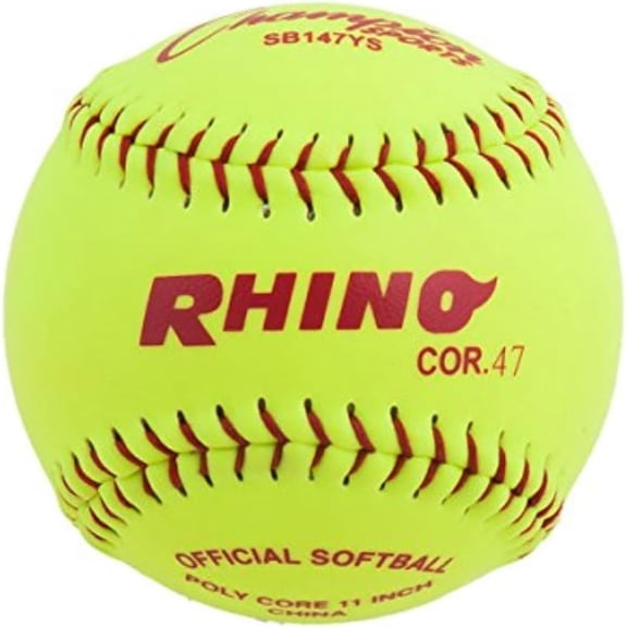 Champion Sports 11" Syntex Leather Cover Softballs - Poly Core - Medium Compression - NFHS Approved - Raised Seams - Optic Yellow - Pack of 12