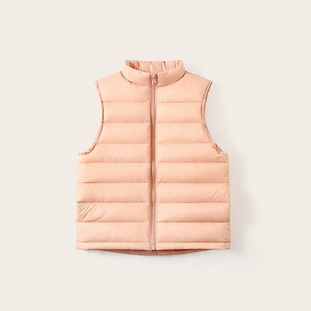 

NaWent Clearance Kids Winter Snow Puffer Down Vest Softshell Quilted Padded Sleeveless Jacket Ultra Light Waistcoat Pink 4 Years