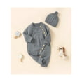 thumbnail image 6 of Michellecmm Newborn Baby Boy Girl Long Sleeve Solid Knitted Sweater Romper Knit Button Jumpsuit with Hat Fall Winter Clothes, 6 of 9