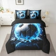 thumbnail image 2 of jejeloiu Socer Game Bedding Comforter Set 7 Pieces,Football Sport Full Bedding Set,Blue Black White Fitted Sheet Flat Sheet For Children,Microfiber Bedroom Decor Reversible, 2 of 8
