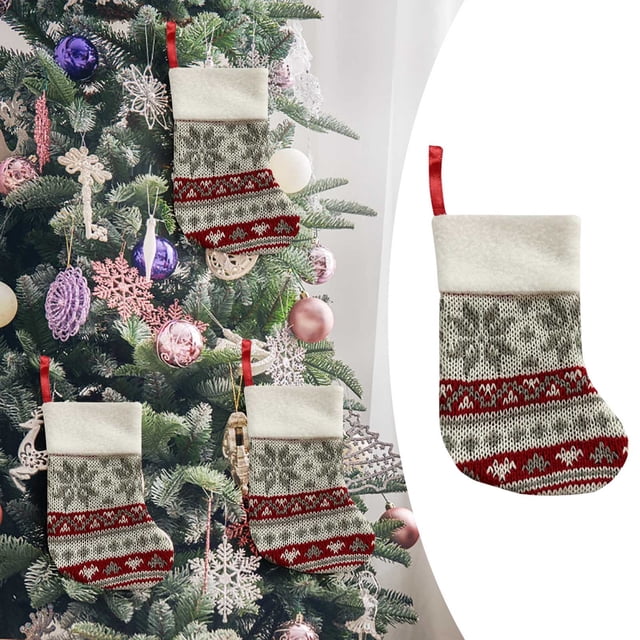 Christmas Decoration Wool Snowflake Small Socks Knitted Christmas Knife And Fork Set Christmas Tree Ornaments Gift Bag