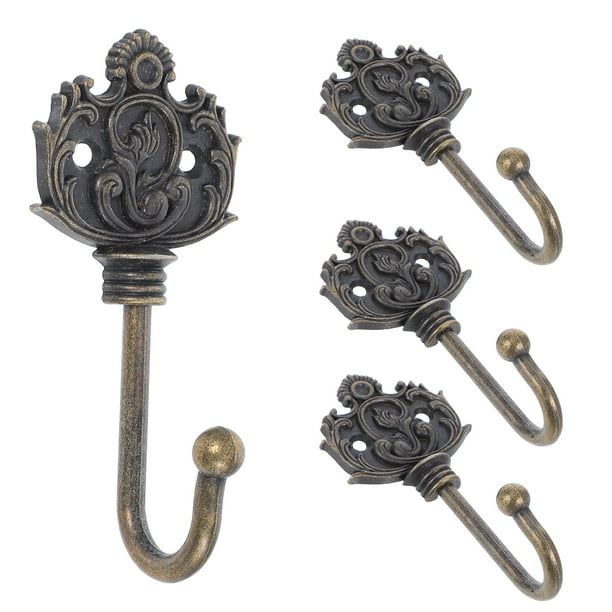 Juego de 4 ganchos de pared vintage de metal para colgar abrigos, sombreros y llaves. Ganchos decorativos de pared para el hogar. Gancho de entrada rústico de metal.