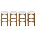 thumbnail image 3 of Christopher Knight Home 30" Round Upholstered Bar Stools, Wooden Frame, Walnut + Ivory, Set of 4, 3 of 9