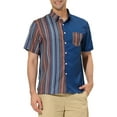 thumbnail image 4 of INSPIRE CHIC Men's Shirts Short Sleeve Summer Cotton Patchwork Button Down Shirts S Navy Brown, 4 of 6