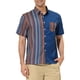 thumbnail image 4 of CAMISAS DE HOMBRE CORTAS DE VERANO DE ALGODÓN PATCHWORK CON BOTONES M AZUL MARINO MARRÓN, 4 of 6