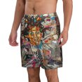 thumbnail image 2 of Jean Michel Basquiat Men's Beach Shorts Quick Dry Athletic Workout Swim Shorts Elastic Waist Drawstring Summer Shorts, 2 of 5