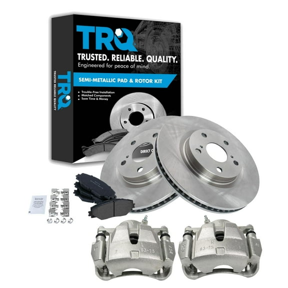 TRQ Front Brake Pad & Rotor Kit Brake Caliper Brake Pads Brake Rotor Semi-Metallic Vented Fits Select 2006-2012 Toyota RAV4