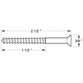 thumbnail image 2 of Deltana SCWB1225U26 Wood Screw, SB, #12 x 2-1/2" in Polished Chrome, 2 of 2