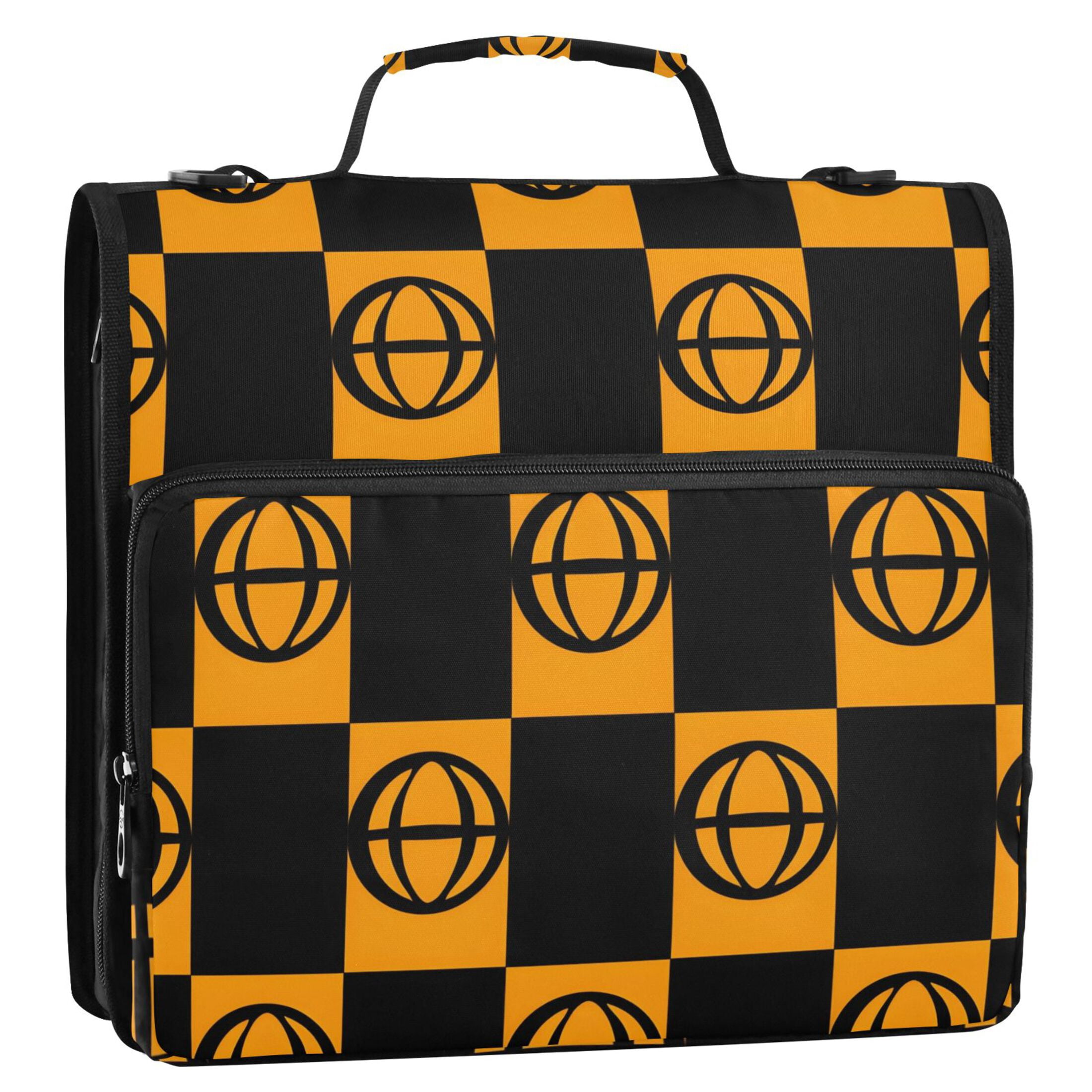 ALAZA Zipper Binder Basketballs in Checkered 3 Ring Trapper Keeper File Folder Organizer Bag