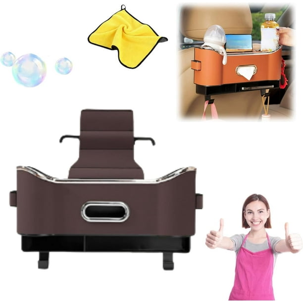 Caja de almacenamiento multifuncional para respaldo de asiento de coche, organizador de asiento trasero con 2 portavasos, caja de pañuelos para asiento de coche y caja de almacenamiento, caja de almac