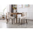 thumbnail image 2 of Guyou Modern Dining Chairs Set of 2, Mid-century Upholstered Linen Armless Side Chair with Nailhead Trim and Curved Back for Dining Room Living Room Kitchen, Beige, 2 of 11