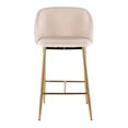 thumbnail image 6 of Fran Pleated Contemporary Glam Fixed-Height Counter Stool In Gold Metal And White Velvet - Set Of 2, 6 of 7