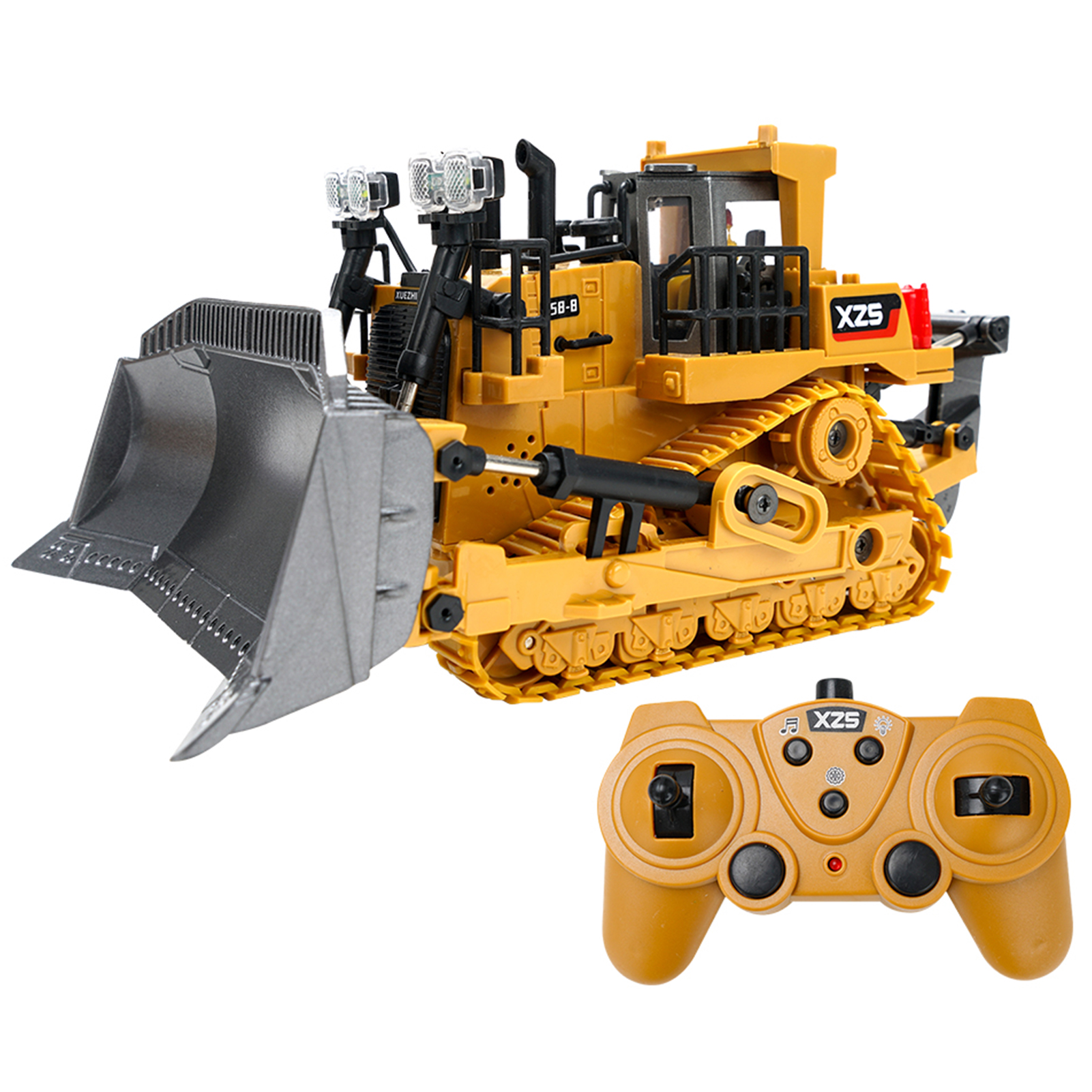 CACAGOO 1:24 2.4G 9CH RC Bulldozer Alloy Bucket RC Tractor Truck Construction Engineering Vehicles with One Key Demonstration Lighting Simulation Sound Function Educational Toys for Kids - image 1 of 7