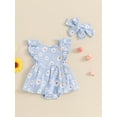 thumbnail image 4 of Caoirhny Newborn Girl Outfit, Flower Print Fly Sleeve Romper Dress with Hairband Summer Clothes, 4 of 9