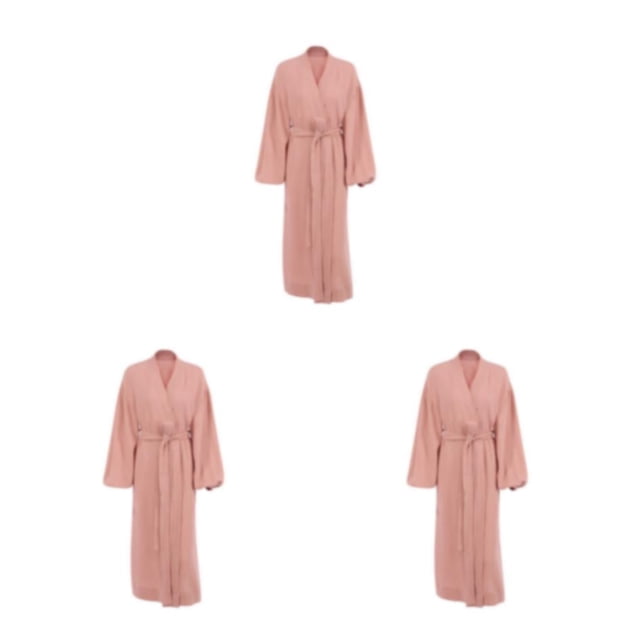 yingyy 1/2/3/5 Femmes Printemps Style Décontracté Ouvert devant Vêtements de Nuit Filles Simple Robe de Nuit à Manches Longues Vêtements de Pyjama Maison Marron P 3 Pcs