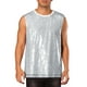 thumbnail image 1 of Camiseta sin mangas brillante de lentejuelas INSPIRE CHIC para hombres, top metálico de fiesta disco XL plateado, 1 of 4