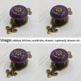 thumbnail image 5 of Ceramic Cabinet Knobs, [4 Pack] Vintage Drawer Knobs with Backplate, Cabinet Pull Handles for Kitchen/Dresser Drawer/Cupboard/Wardrobe, Purple, 5 of 15