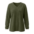 thumbnail image 4 of Yievot Women's Fleece Sweatshirts V Neck Long Sleeve Fall Top Solid Color Casual Warm Tunic Tops, 4 of 9