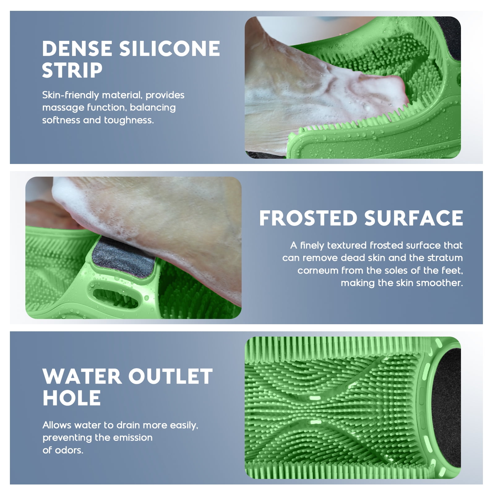 Aukfa Shower Foot Scrubber, Non-Slip Foot Washer Care for Exfoliating Cleaning, Green, 1 Pcs