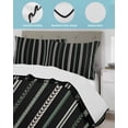 thumbnail image 4 of Black Green White Twin Size Down Alternative Comforter, Lightweight Comforter Quilt Bedding Set with Pillow Shams Boho Vintage Abstract Striped Lines All Seasons Bed Comforter Duvet Insert 68"x86", 4 of 7