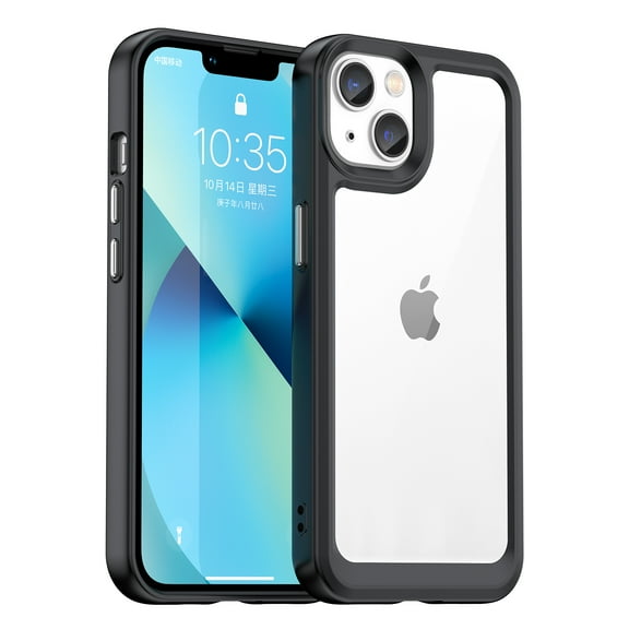 Allytech Clear Back Case for iPhone 13 5G 6.1 inch 2021, Drop Protection Shock-Absorbing Corners Anti-Scratch Soft TPU Edges (Without Screen Protector) Cover for iPhone 13 2021 (6.1"), Black