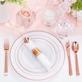 thumbnail image 6 of 350PCS Rose Gold Plastic Dinnerware Set for 50 Guests, Plastic Plates for Party Include: 50 Dinner Plates, 50 Dessert plates,50 Pre Rolled Napkins with Rose Gold Silverware,50 Cups for Wedding, 6 of 6