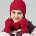 thumbnail image 2 of FYEGRE Children's Winter Hat Scarf Gloves Set Fashionable Outdoor Warm Three Piece Accessory Kit for Cold Weather Red One Size, 2 of 7