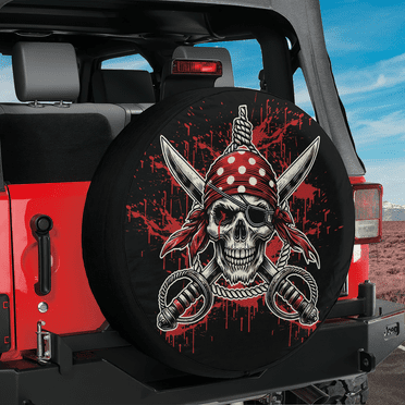 Lotusprinthandmade Skull Skeleton Spare Tire Cover Without Backup Camera Hole 6 Sizes (27 in.), Horror Skull Tire Cover