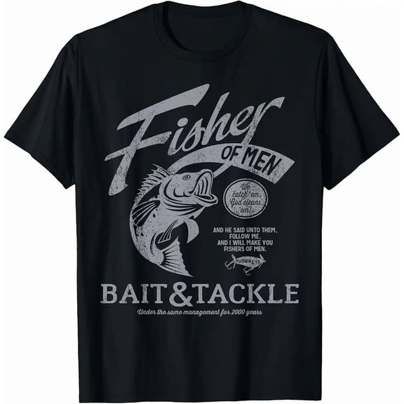 Religious Fisher of Men Bass Fishing for Men Graphic Cotton Short Sleeve T-Shirt