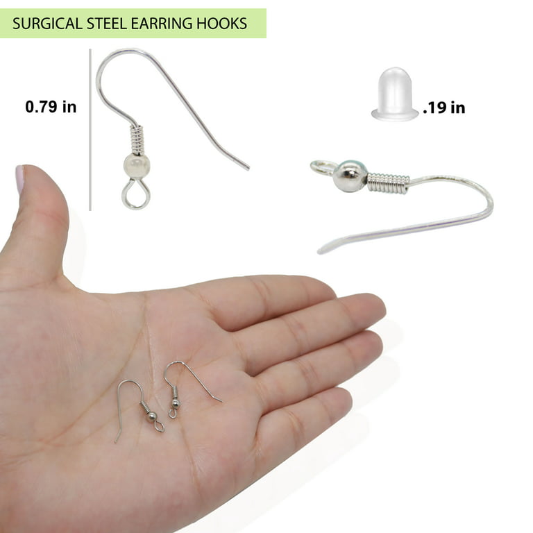 Fun-Weevz 240 Earring Hooks for Jewelry Making; Hypoallergenic Surgical  Steel Earring Wires