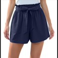 thumbnail image 1 of Pantalones Cortos Casuales de Verano para Mujer con Lazo y Cintura Anudada y Bolsillos. Azul Marino S, 1 of 7