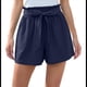thumbnail image 1 of Pantalones Cortos Casuales de Verano para Mujer con Lazo y Cintura Anudada y Bolsillos. Azul Marino L, 1 of 7