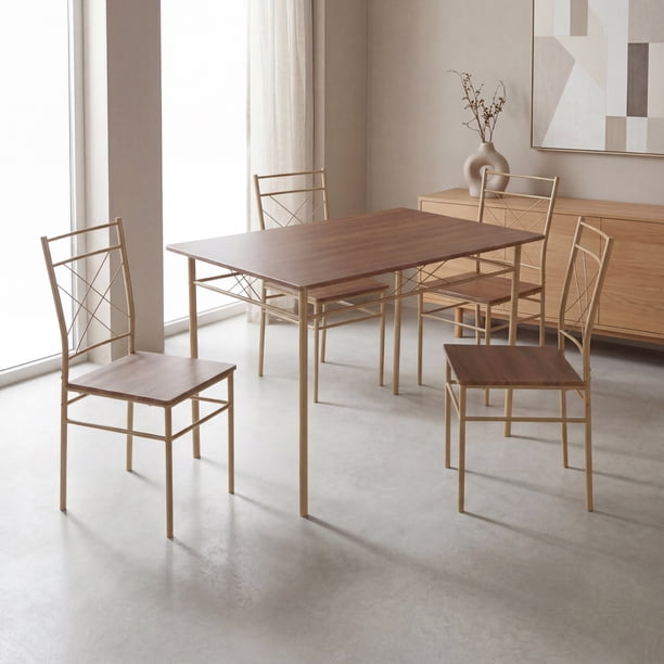 Comedor de 4 Sillas Mesa Madera Cocina Restaurante Cafeteria