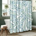 thumbnail image 3 of LALILO Blue Green Waterproof Shower Curtain,Seamless Decorative Striped Leaves Watercolor Floral Shower Curtains for Bathroom with 12 Hooks,72x72 Inch, 3 of 6