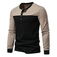 thumbnail image 2 of WREESH Men's Fashion Henley Shirts Color Block Casual Pullover Patchwork Long Sleeve Round Neck T-Shirt Tops Blouse Black, 2 of 5