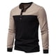 thumbnail image 1 of Blusas y camisas de manga larga y cuello redondo para hombre, estilo casual, con retazos, de manga larga y cuello redondo., 1 of 5