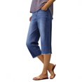 thumbnail image 6 of Capri Jeans for Women Wide Leg High Waisted Effortless Flow Pull On Stretchy Denim Elastic Waist Pants with Pockets, 6 of 7