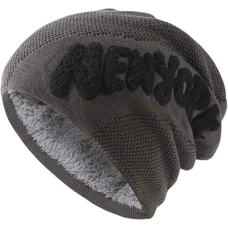 Men Winter Beanie Hat Warm Slouchy Hats Men Knitted Beanie Hats Skull Cap for Men Gray